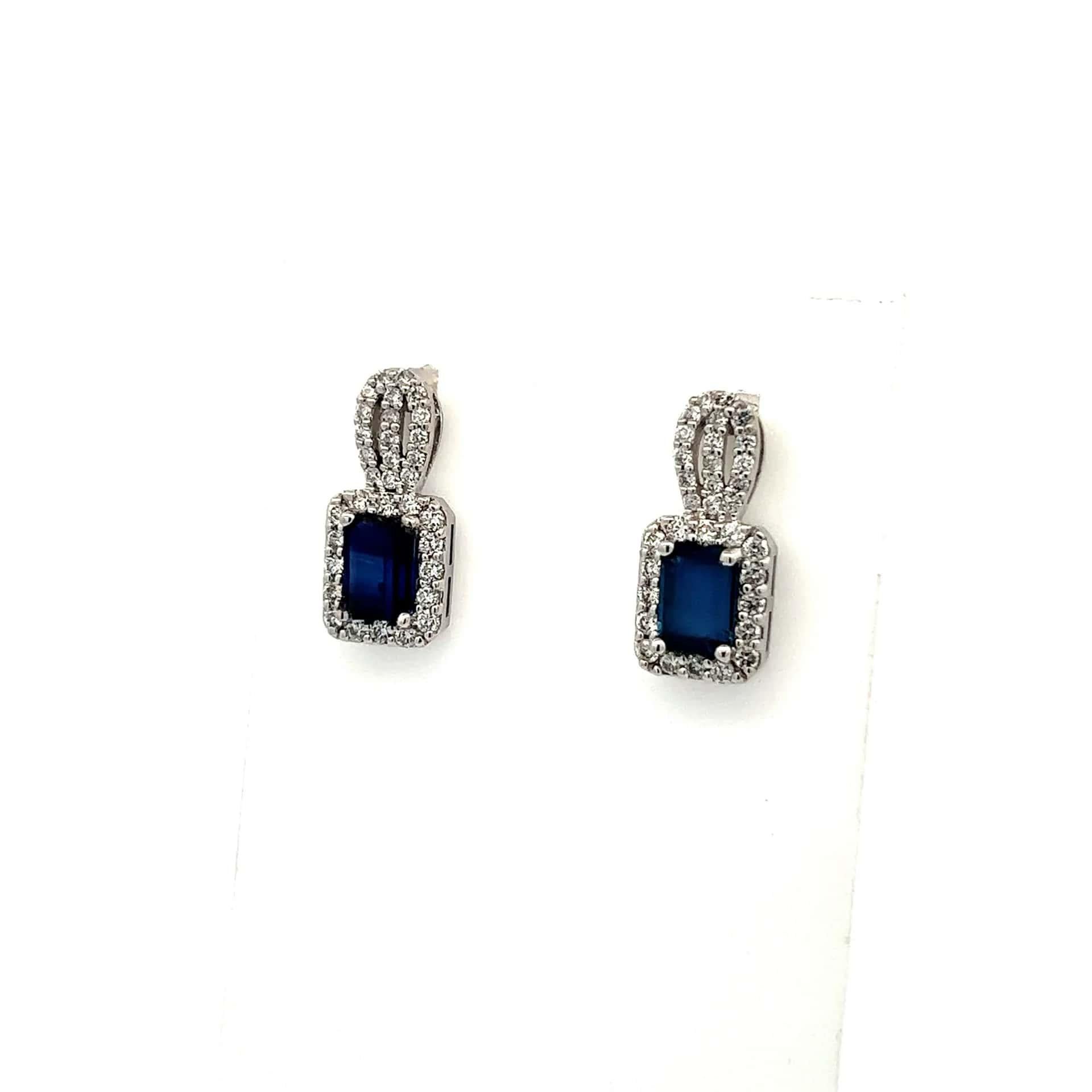 Natural Sapphire Diamond Earrings 14k W Gold 2.84 TCW Certified  For Sale 1