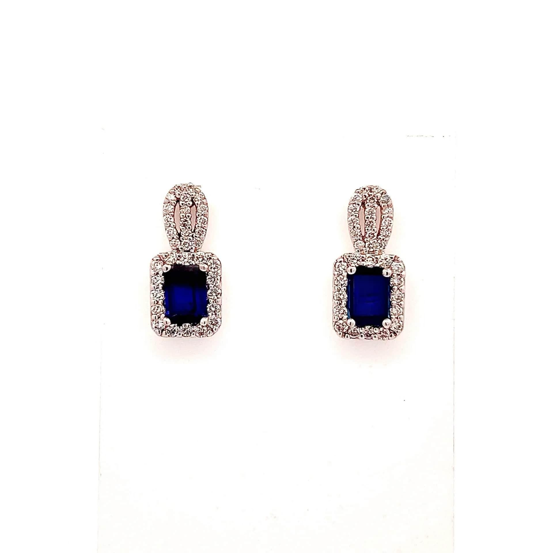 Natural Sapphire Diamond Earrings 14k W Gold 2.84 TCW Certified  For Sale 3