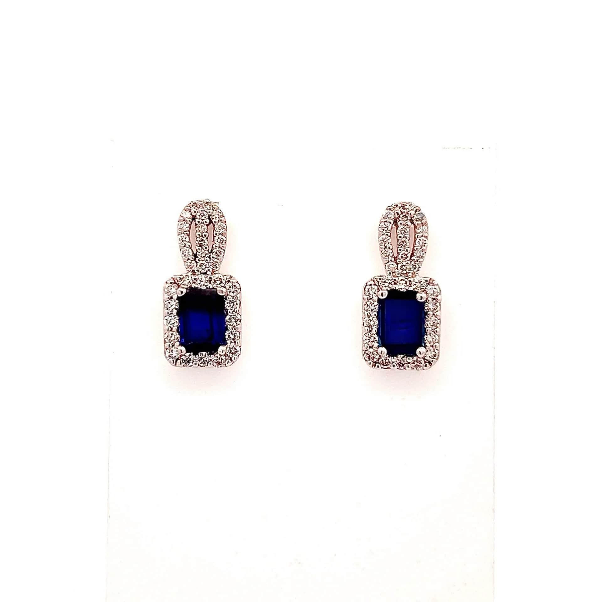 Boucles d'oreilles en or 14 carats avec saphir naturel et diamant certifié TCW 2,84 carats en vente 3
