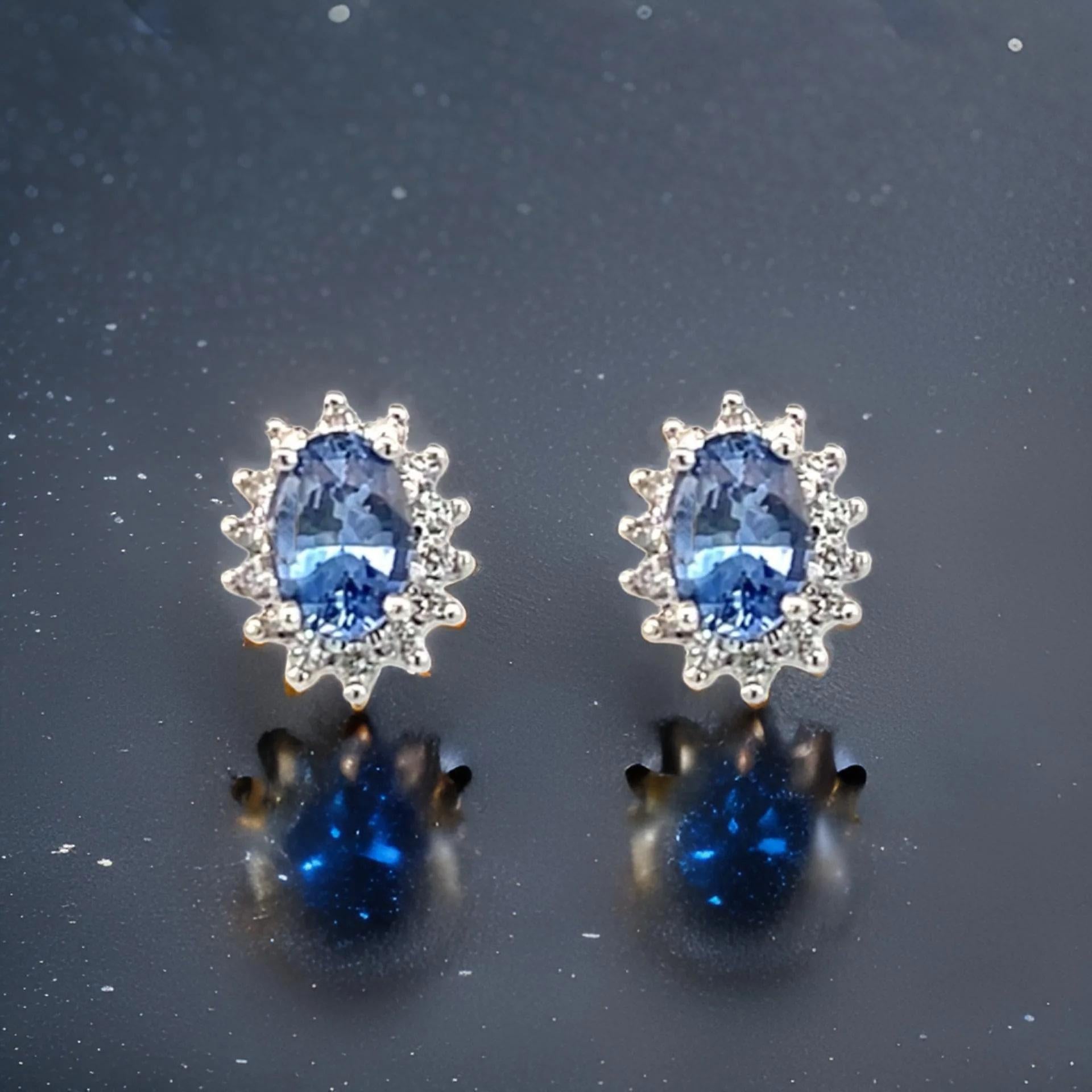 Orecchini con zaffiro naturale e diamante in oro bianco 14k 1,68 TCW certificato in vendita 6