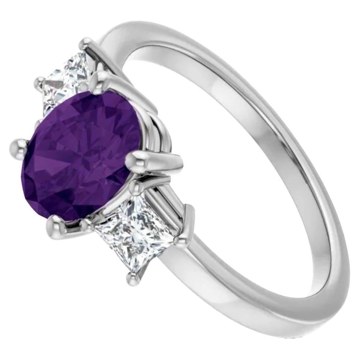 Natural Sapphire Diamond Engagement Ring 14 Karat Gold For Sale 2
