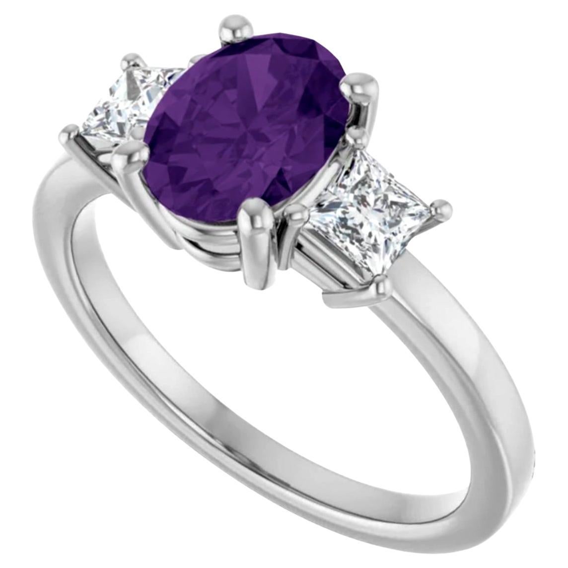Natural Sapphire Diamond Engagement Ring 14 Karat Gold For Sale 1