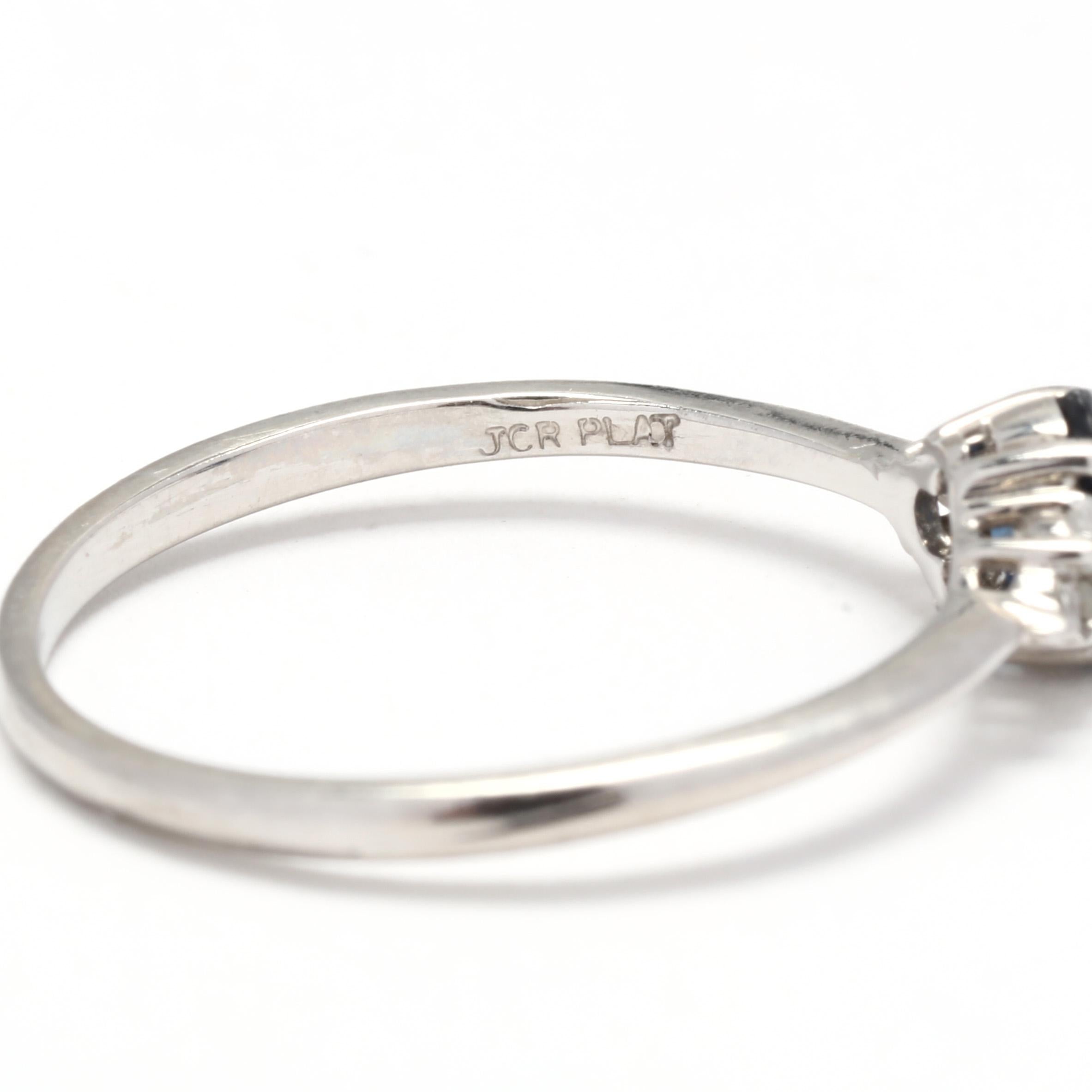 Women's or Men's Natural Sapphire Diamond Engagement Ring, Platinum, Ring For Sale