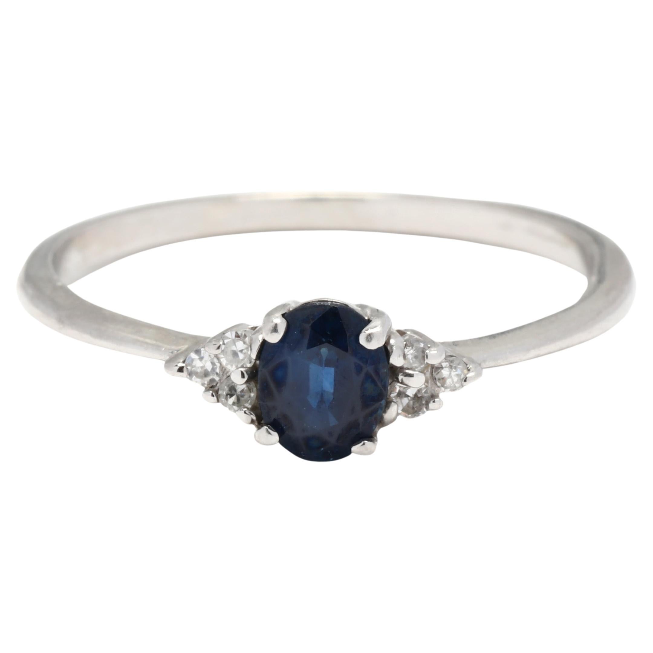Natural Sapphire Diamond Engagement Ring, Platinum, Ring For Sale