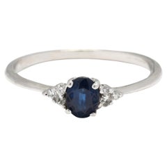 Natural Sapphire Diamond Engagement Ring, Platinum, Ring