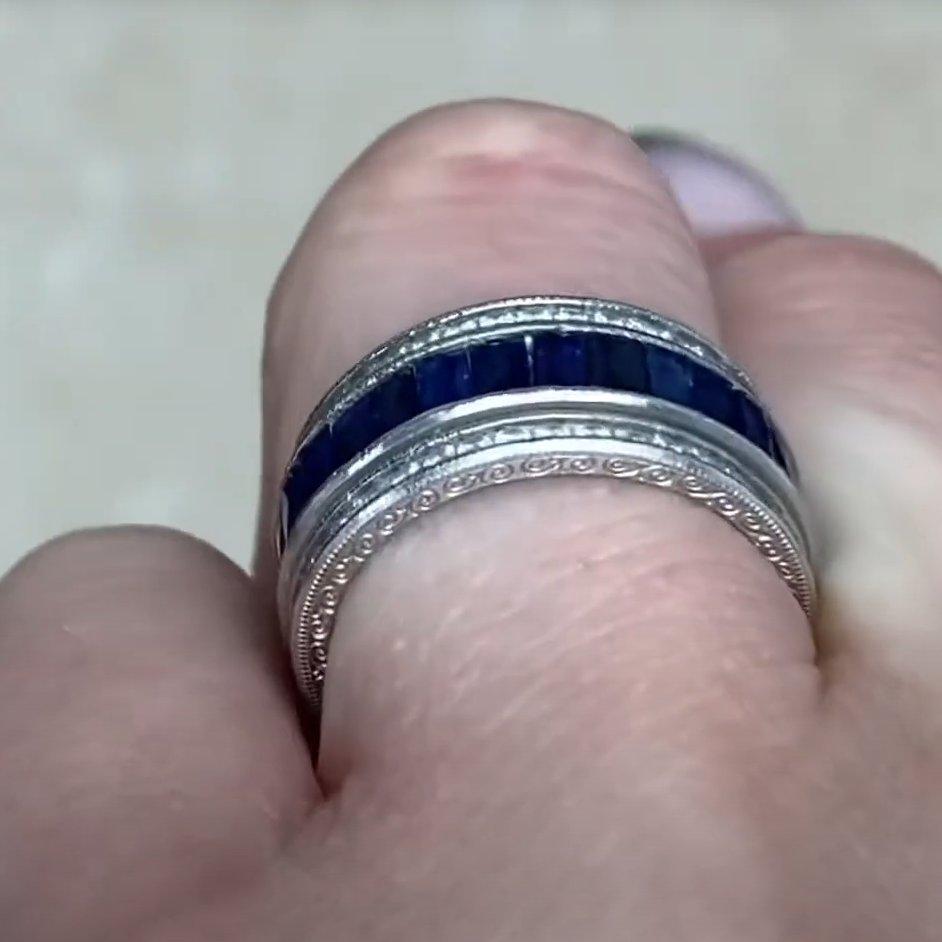 Alianza de Zafiro Natural y Diamante, Platino Corte francés en venta