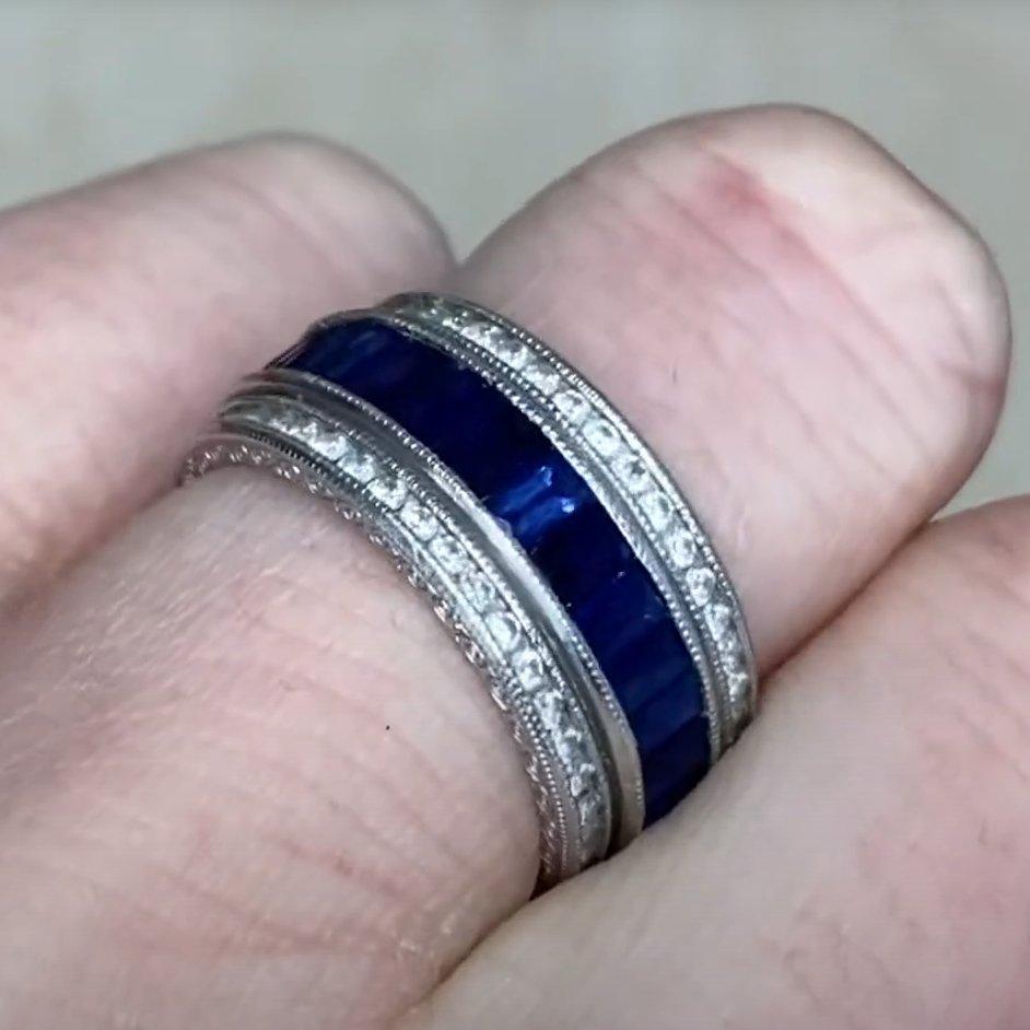 De las mujeres Alianza de Zafiro Natural y Diamante, Platino en venta