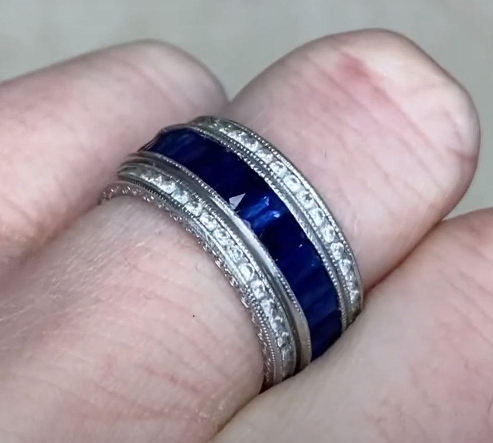 Eternity-Ring, Platin mit natürlichem Saphir und Diamant Damen im Angebot