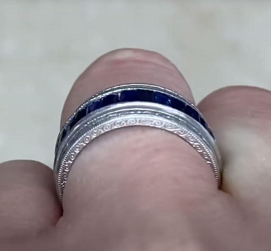 Eternity-Ring, Platin mit natürlichem Saphir und Diamant im Angebot 1