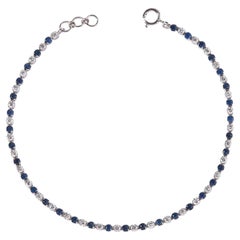 Natural Sapphire Diamond Gemstone Stack Bracelet in 14k Solid Gold (Certified)