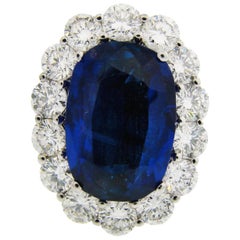 Natural Sapphire Diamond Gold Ring, 8.16-carat Burmese No Heat AGL Gem Report