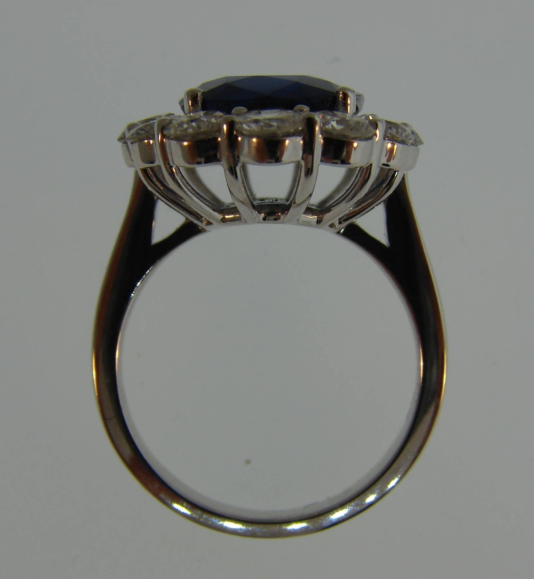 Natural Sapphire Diamond Gold Ring, 8.16-carat Burmese No Heat AGL Gem Report  4