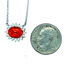 Ciondolo aureola con zaffiro naturale e diamante con catena da 17" in oro 14k certificato $4, 950