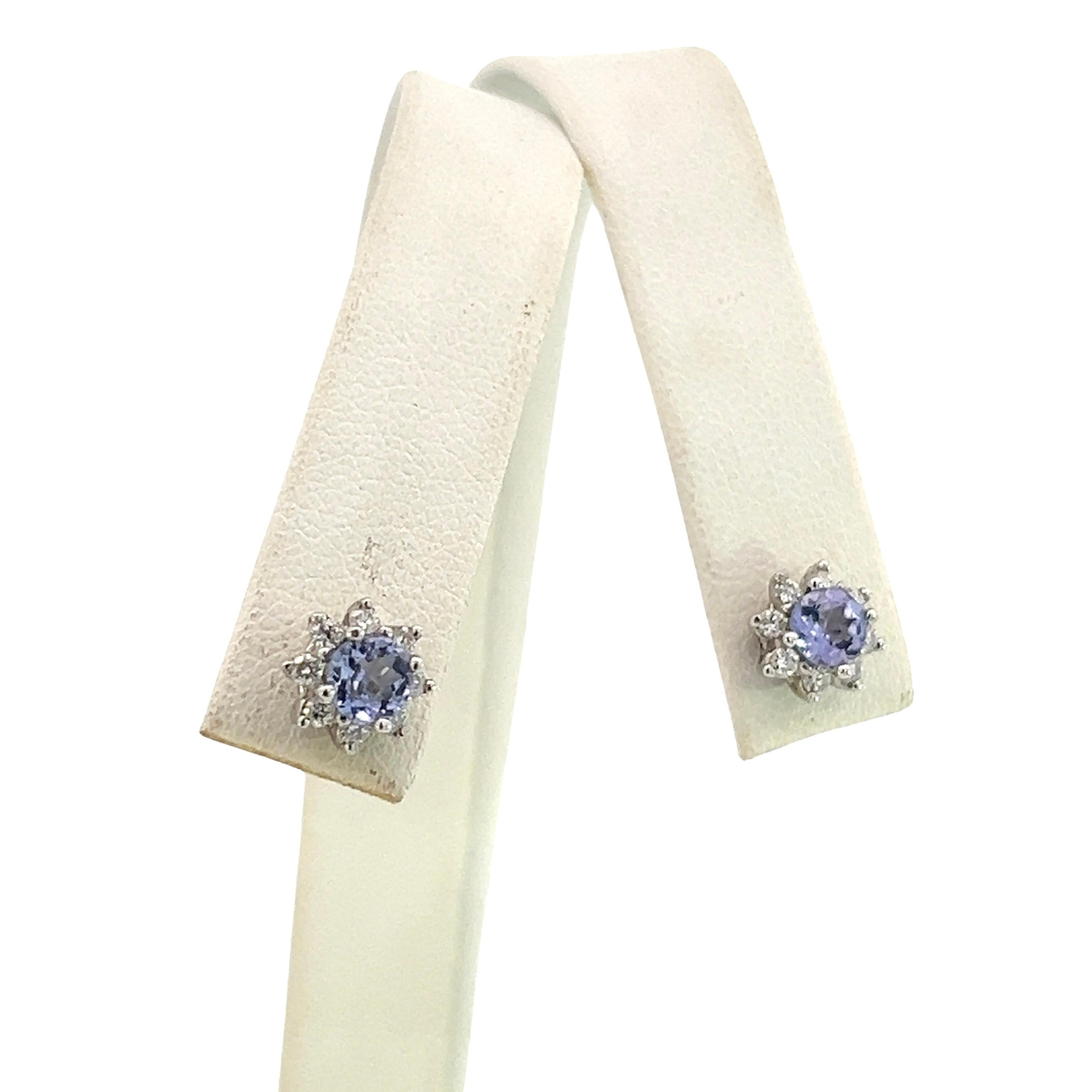 Natural Sapphire Diamond Halo Stud Earrings 14k WG 1.02 TCW Certified In New Condition For Sale In Brooklyn, NY