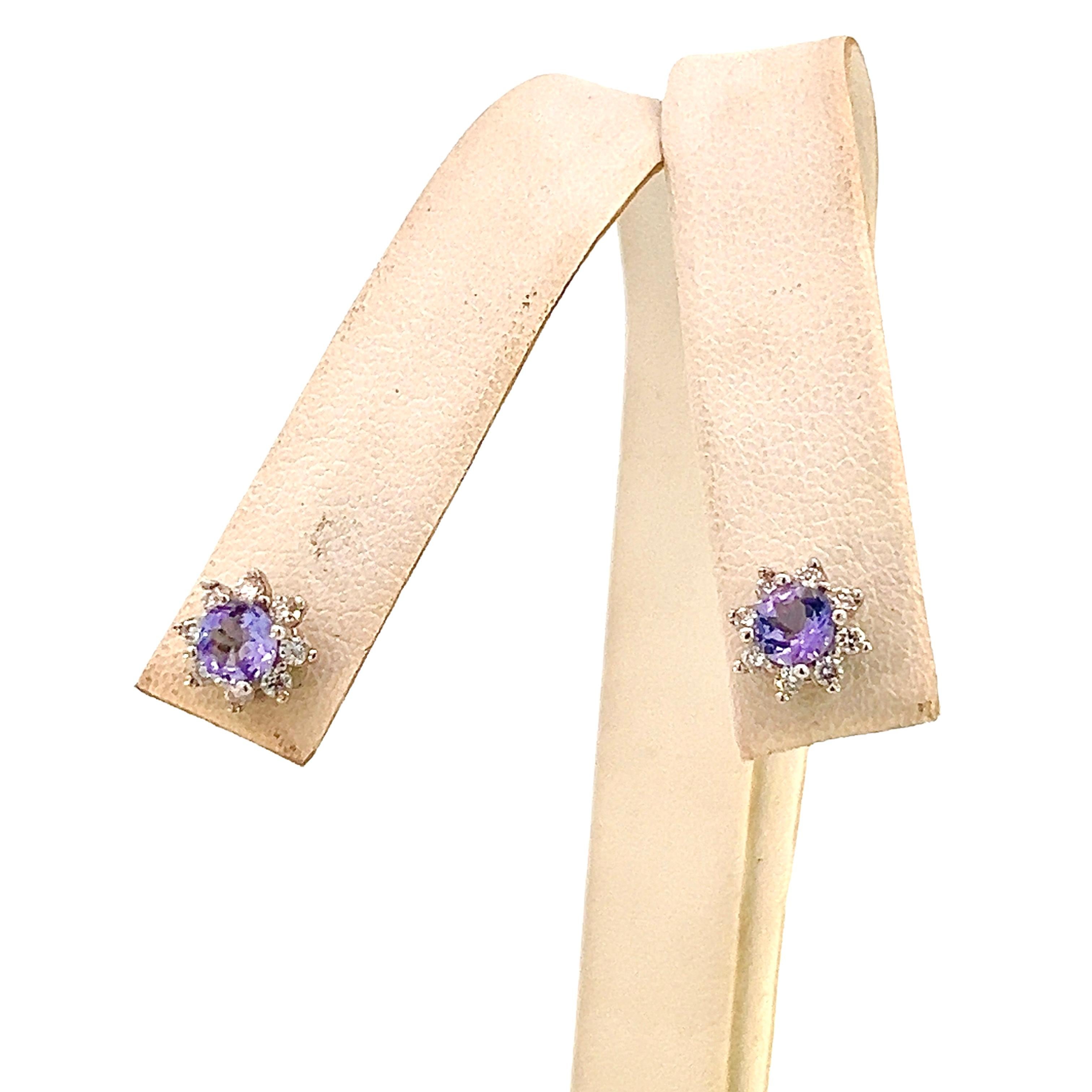 Natural Sapphire Diamond Halo Stud Earrings 14k WG 1.02 TCW Certified For Sale 1