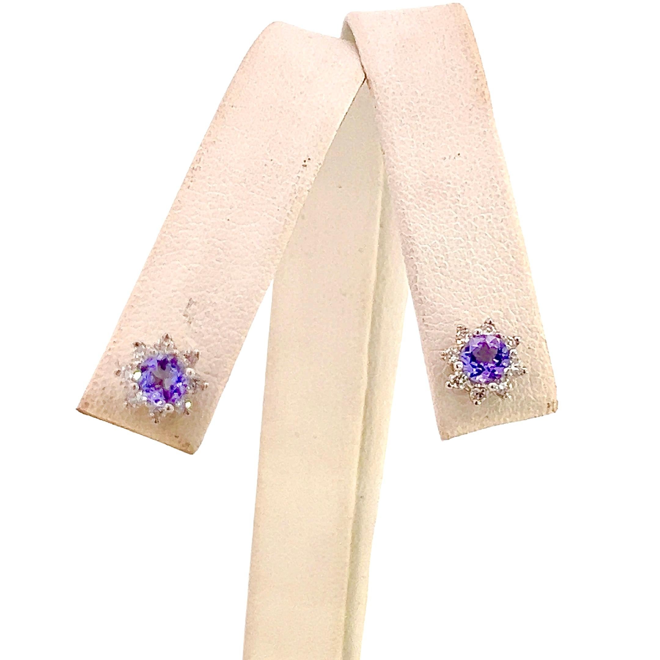 Natural Sapphire Diamond Halo Stud Earrings 14k WG 1.02 TCW Certified For Sale 3