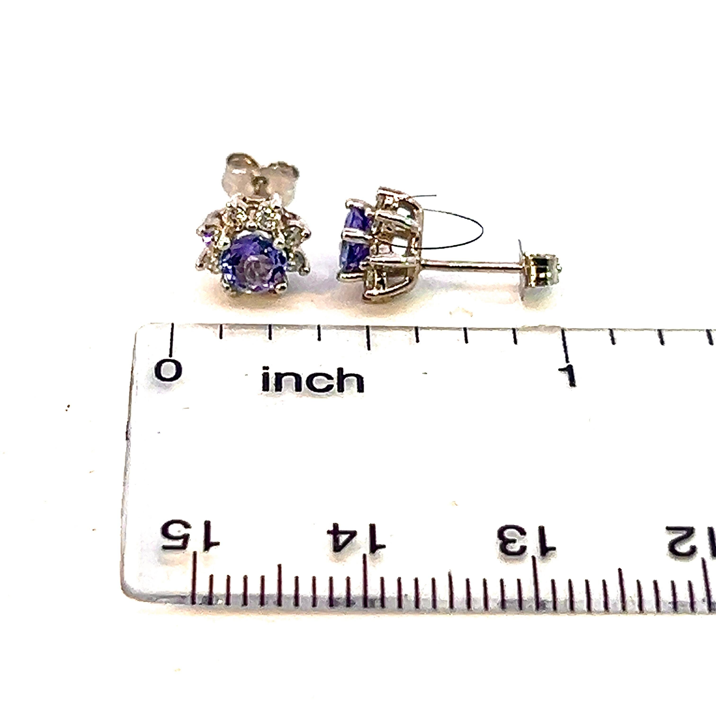 Natural Sapphire Diamond Halo Stud Earrings 14k WG 1.02 TCW Certified For Sale 4