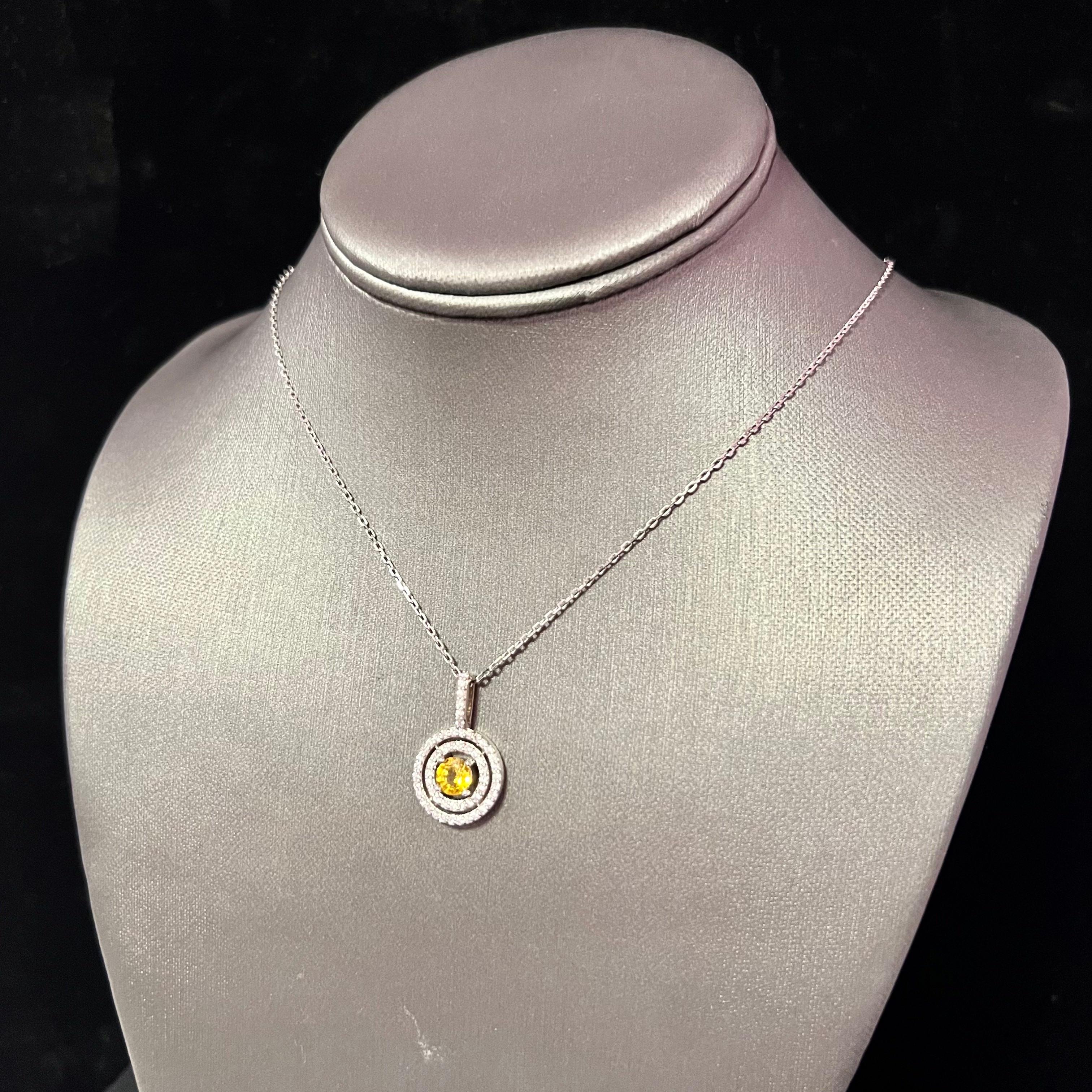 Natural Sapphire Diamond Necklace 14k Gold 1.51 TCW Certified For Sale 3