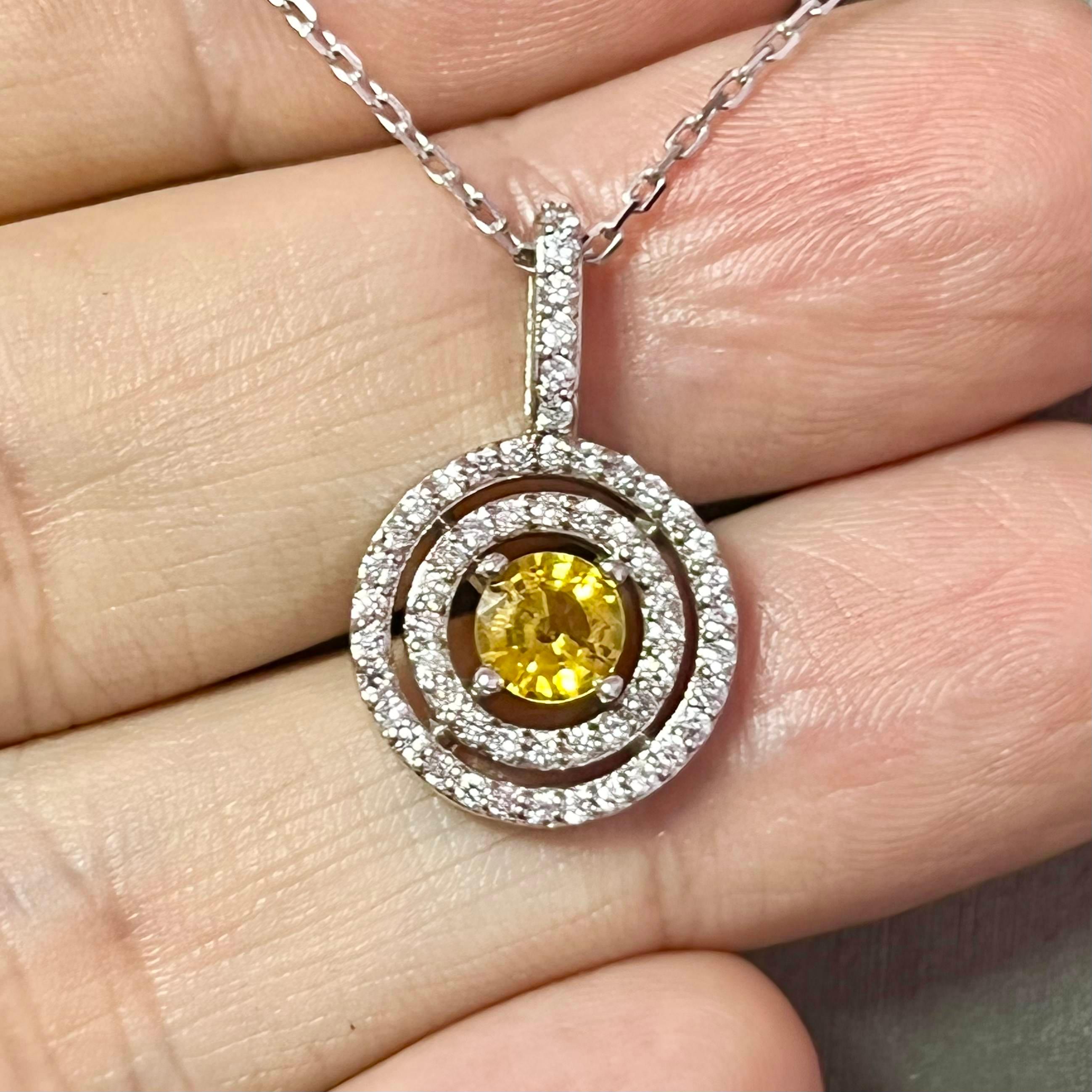 Natural Sapphire Diamond Necklace 14k Gold 1.51 TCW Certified For Sale 4