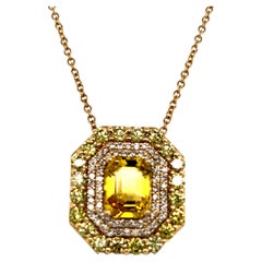 Collier en or 14 carats avec saphirs naturels et diamants de 6,53 carats, certifié GIA