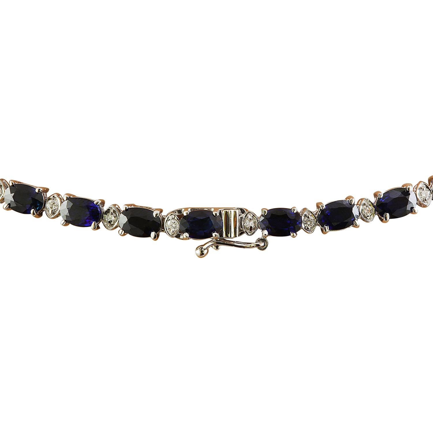 Women's Natural Sapphire Diamond Necklace In 14 Karat White Gold For Sale