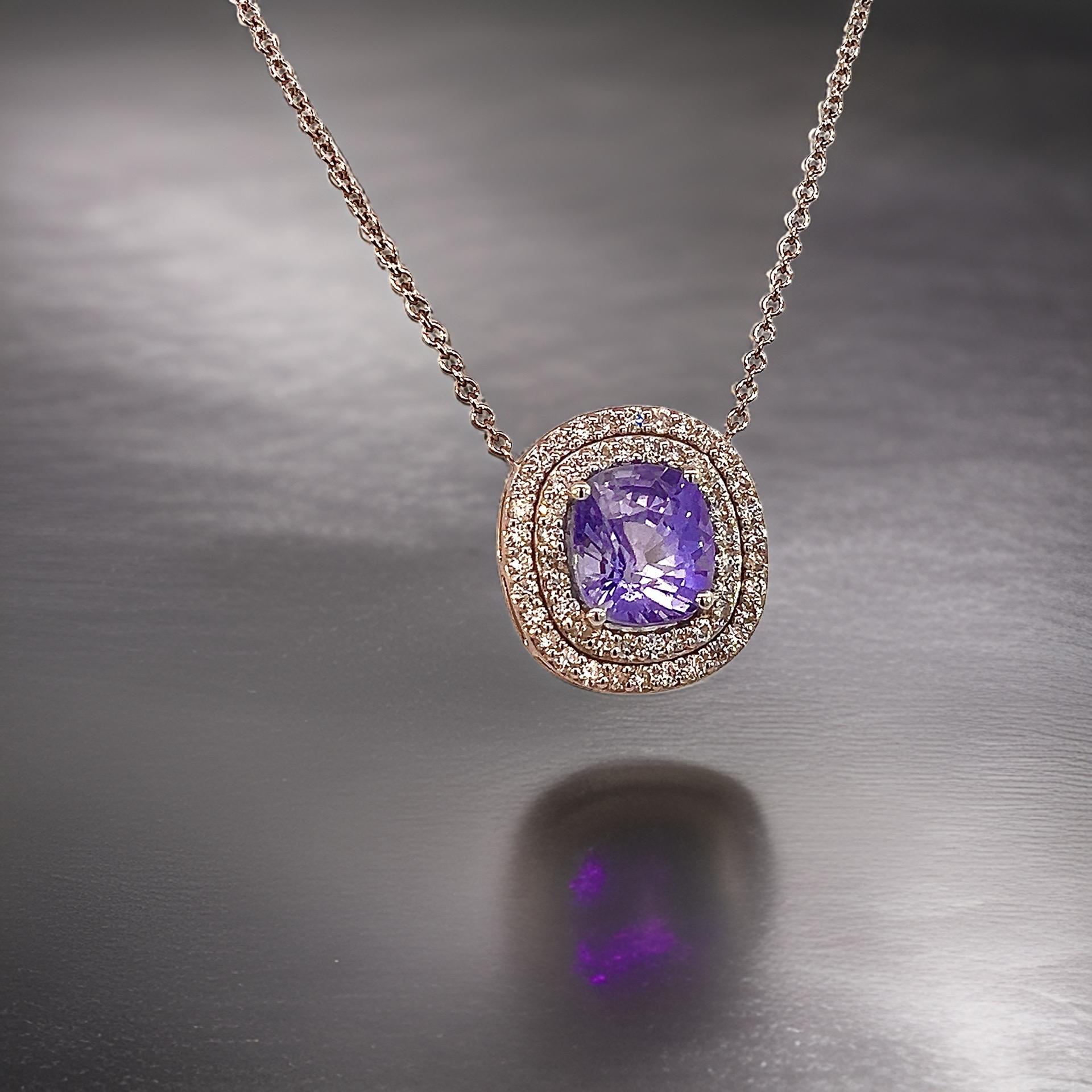 Natürlicher Saphir-Diamant-Anhänger 18
