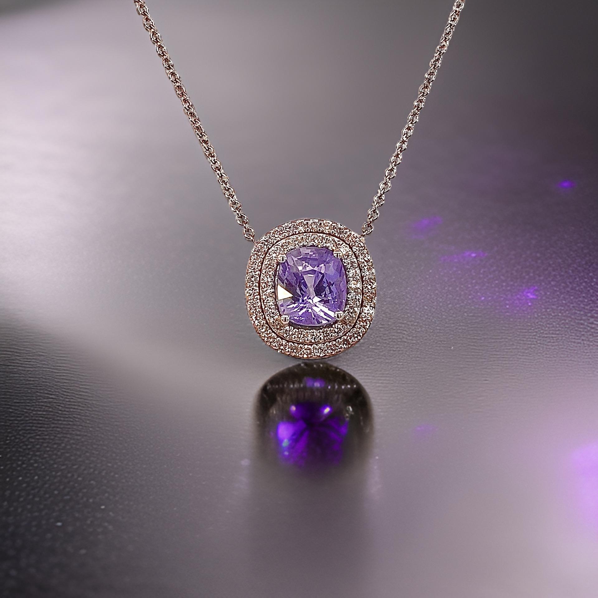 Natural Sapphire Diamond Pendant 18