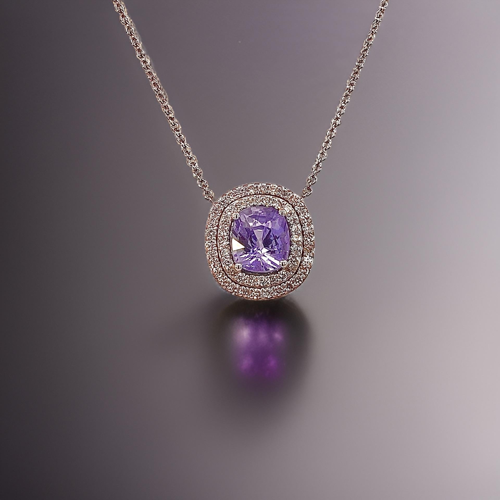 Natürlicher Saphir-Diamant-Anhänger 18