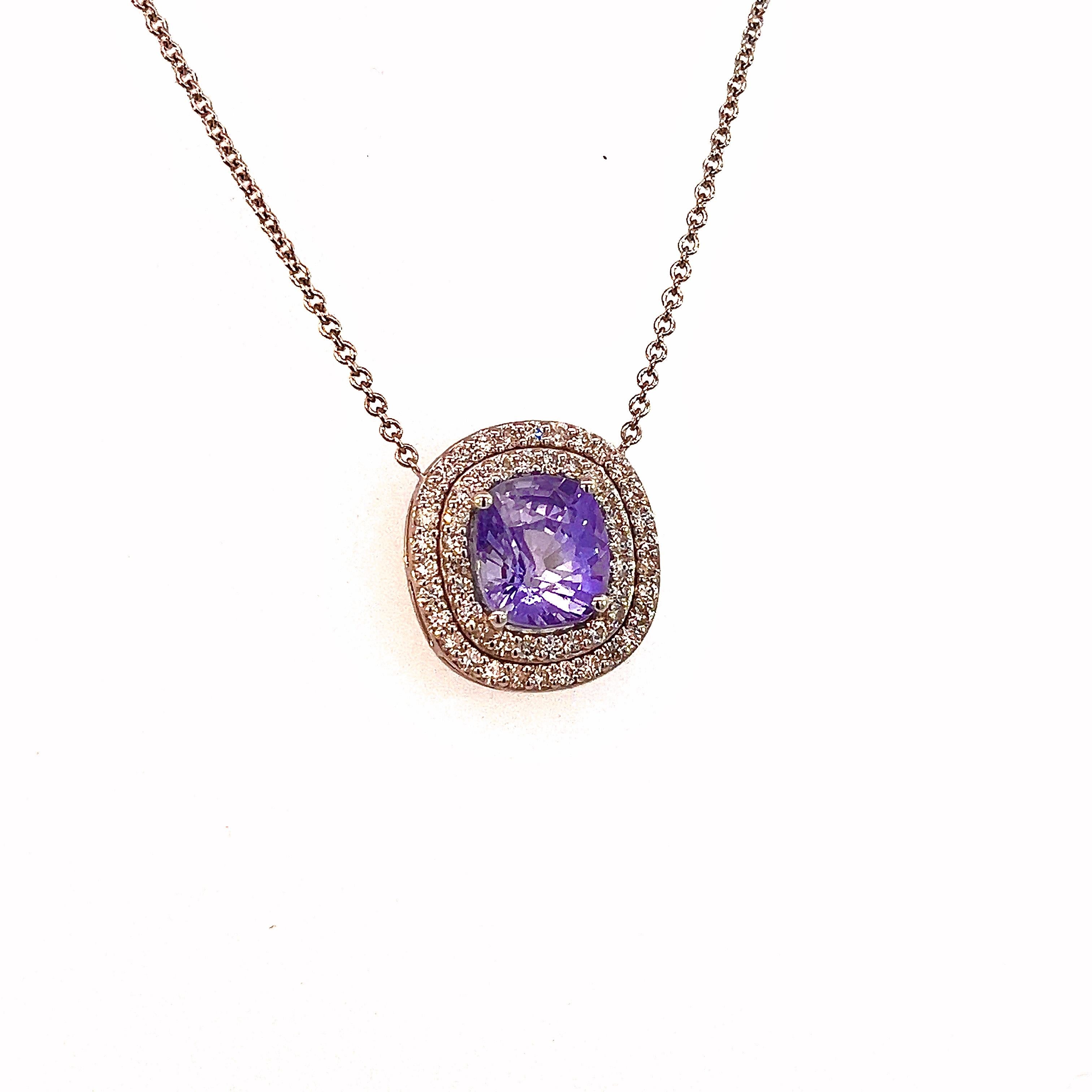 Natural Sapphire Diamond Pendant 18