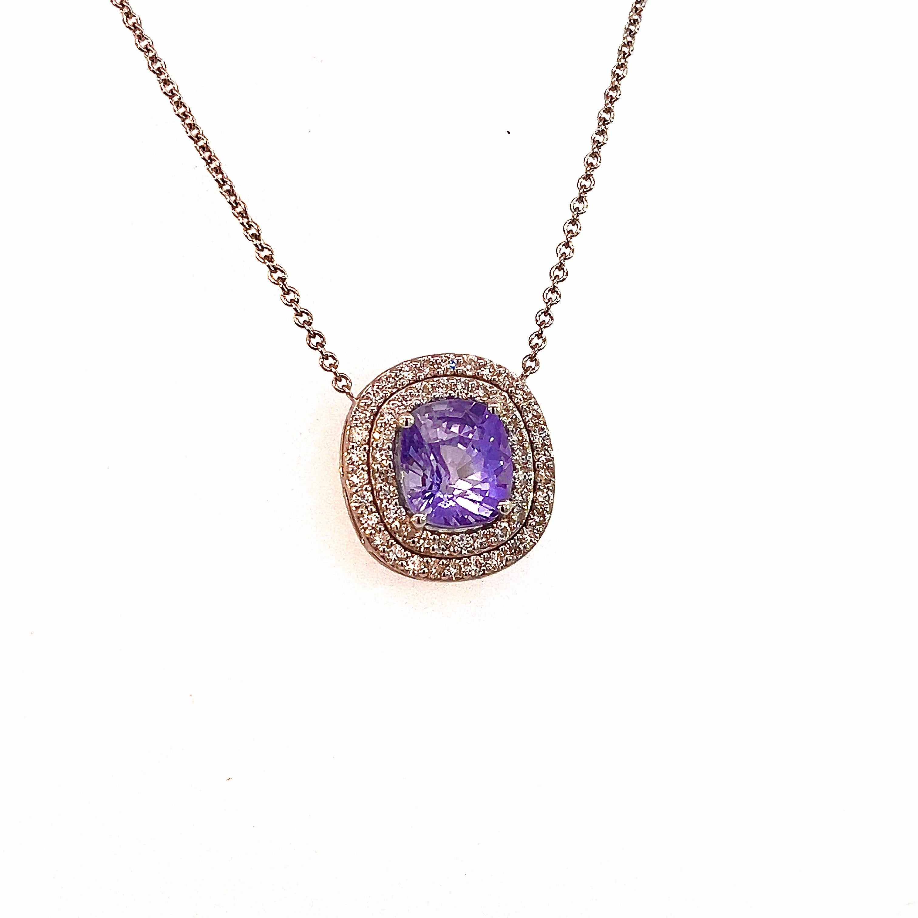 Natürlicher Saphir-Diamant-Anhänger 18