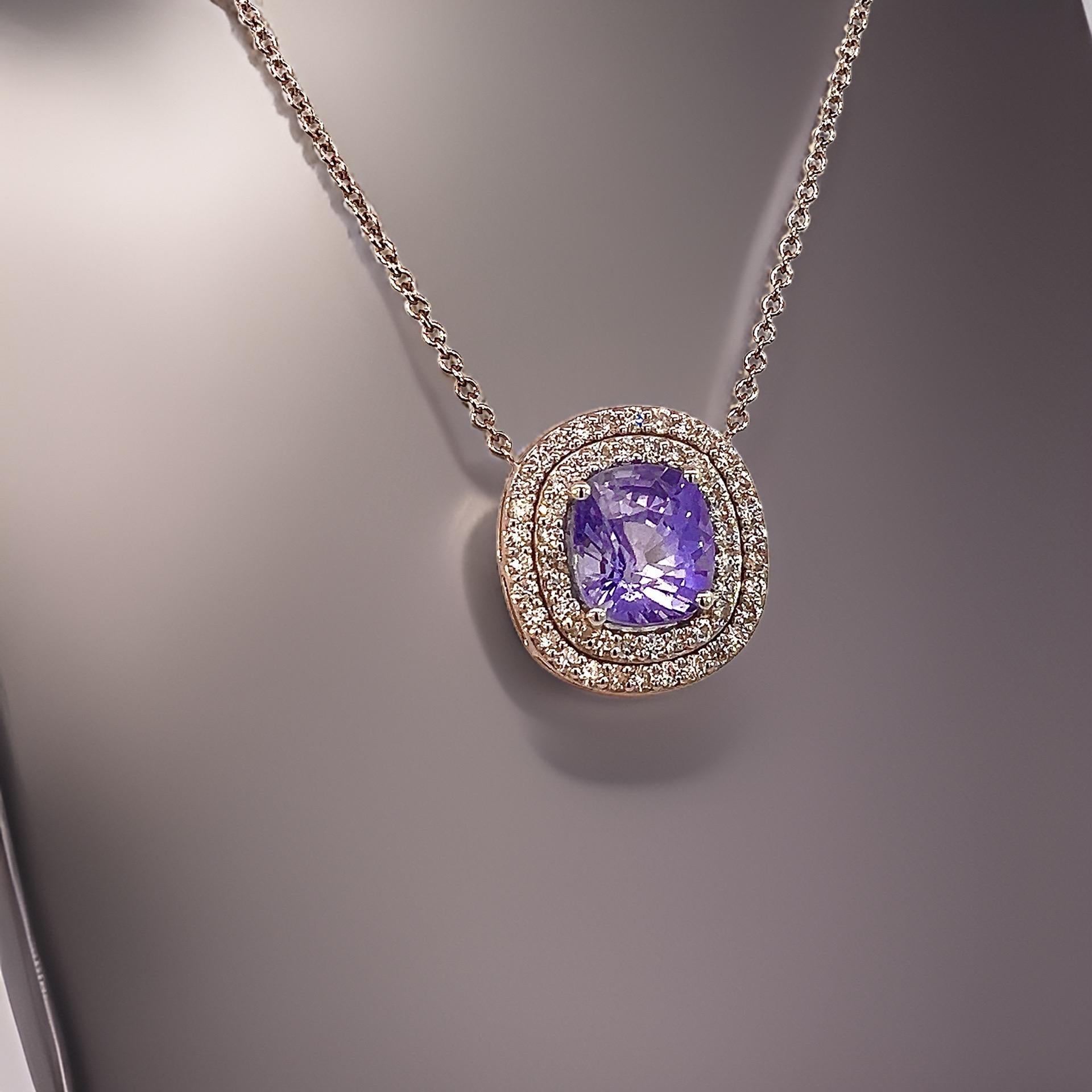 Natürlicher Saphir-Diamant-Anhänger 18