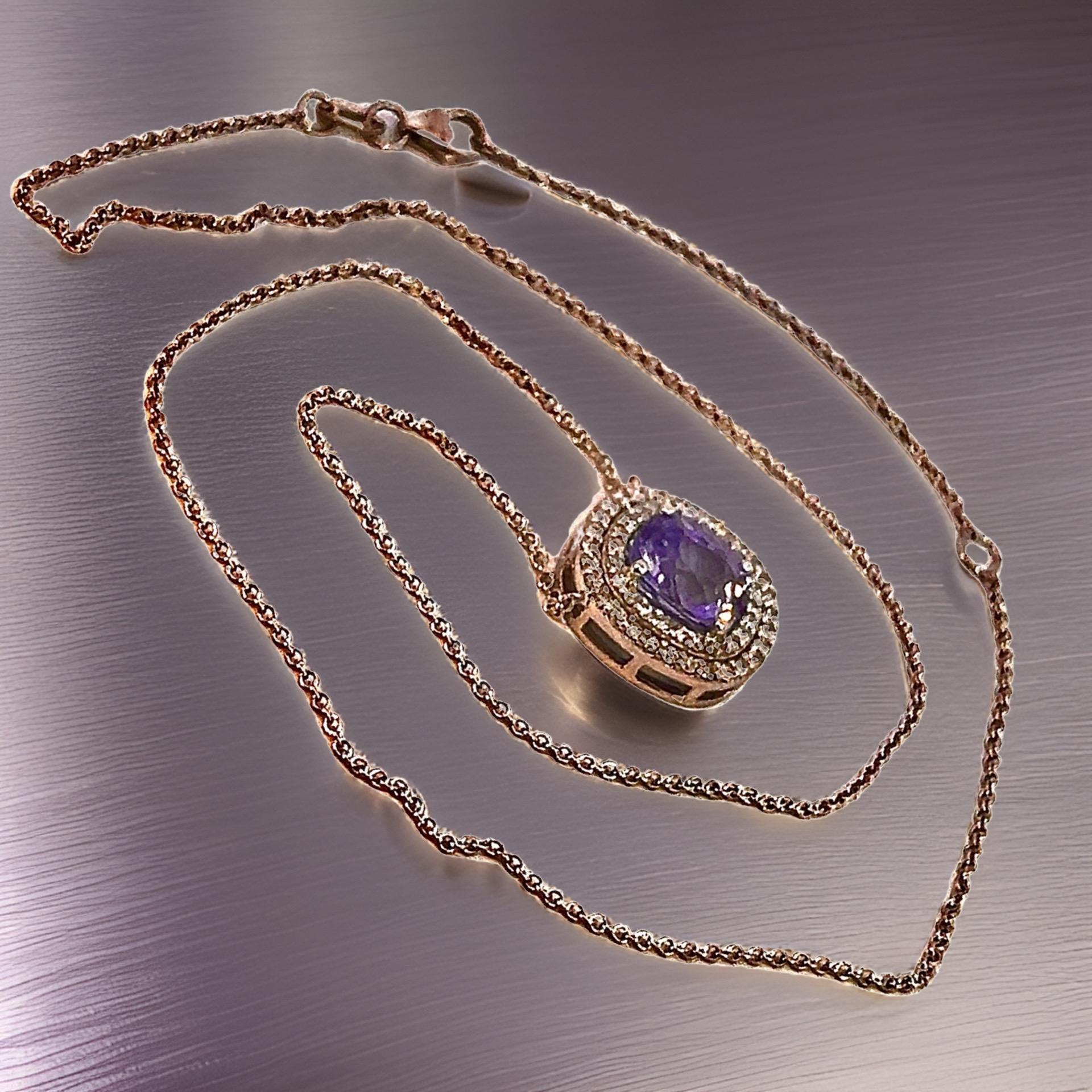 Natürlicher Saphir-Diamant-Anhänger 18