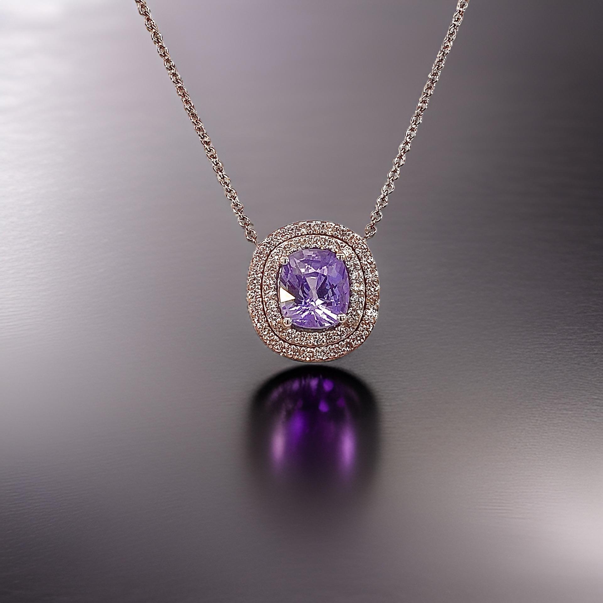 Natürlicher Saphir-Diamant-Anhänger 18