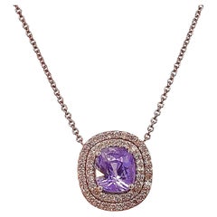 Natural Sapphire Diamond Pendant 18" 14k WG 3.84 TCW Certified