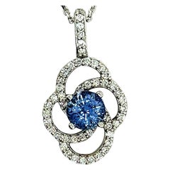 Natürlicher Saphir-Diamant-Anhänger mit Kette 14k W Gold 2,17 TCW zertifiziert