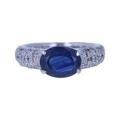 Natural Sapphire & Diamond Platinum Ring