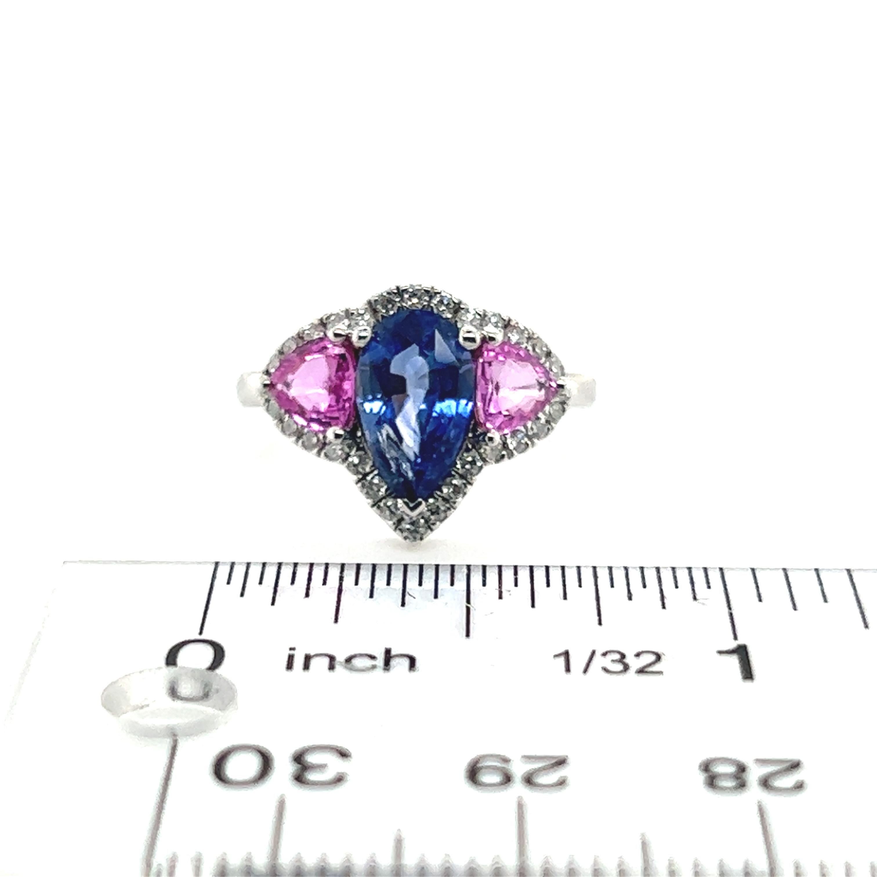 Natural Sapphire Diamond Ring 14k Gold 3.43 TCW Certified For Sale 5
