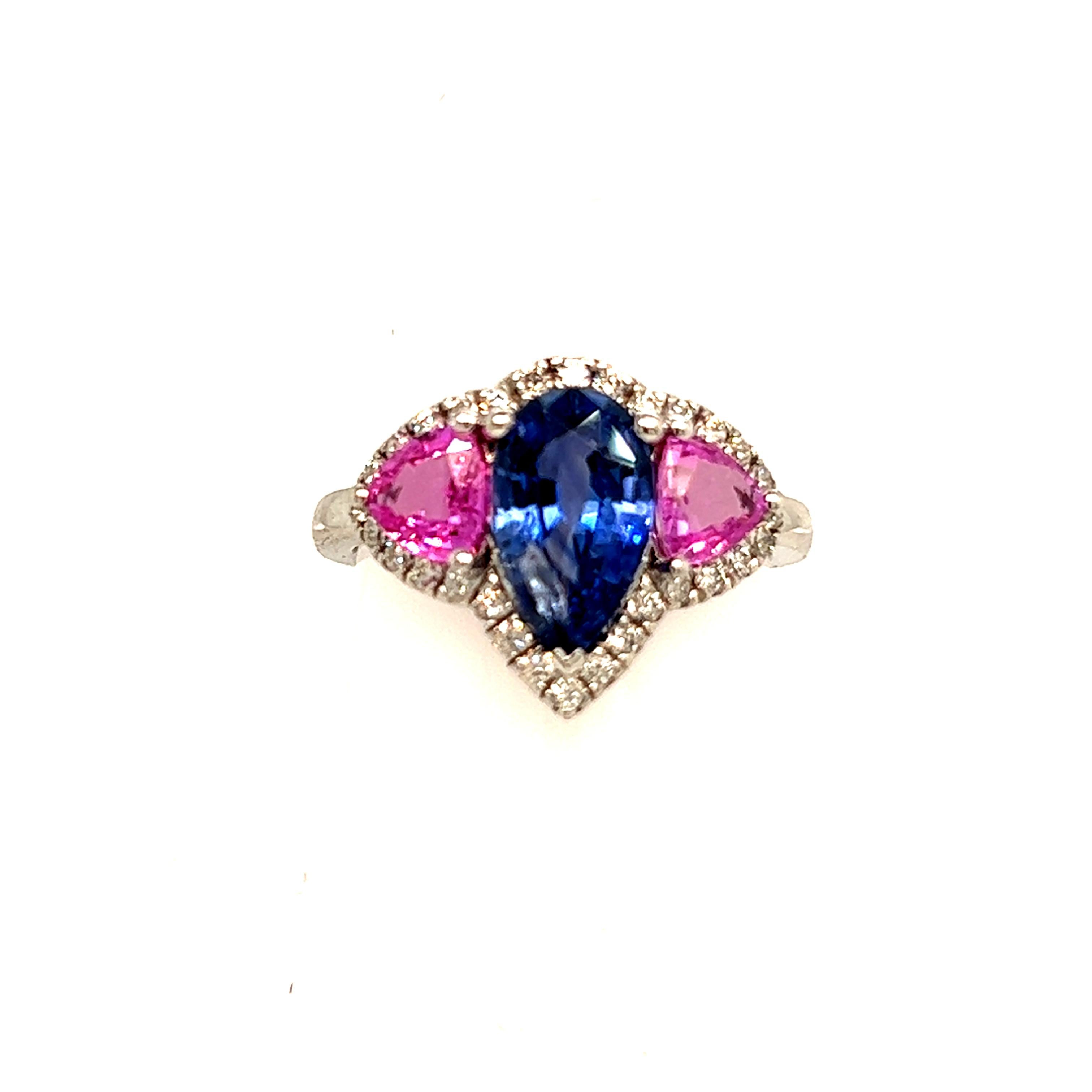 Natural Sapphire Diamond Ring 14k Gold 3.43 TCW Certified For Sale 7