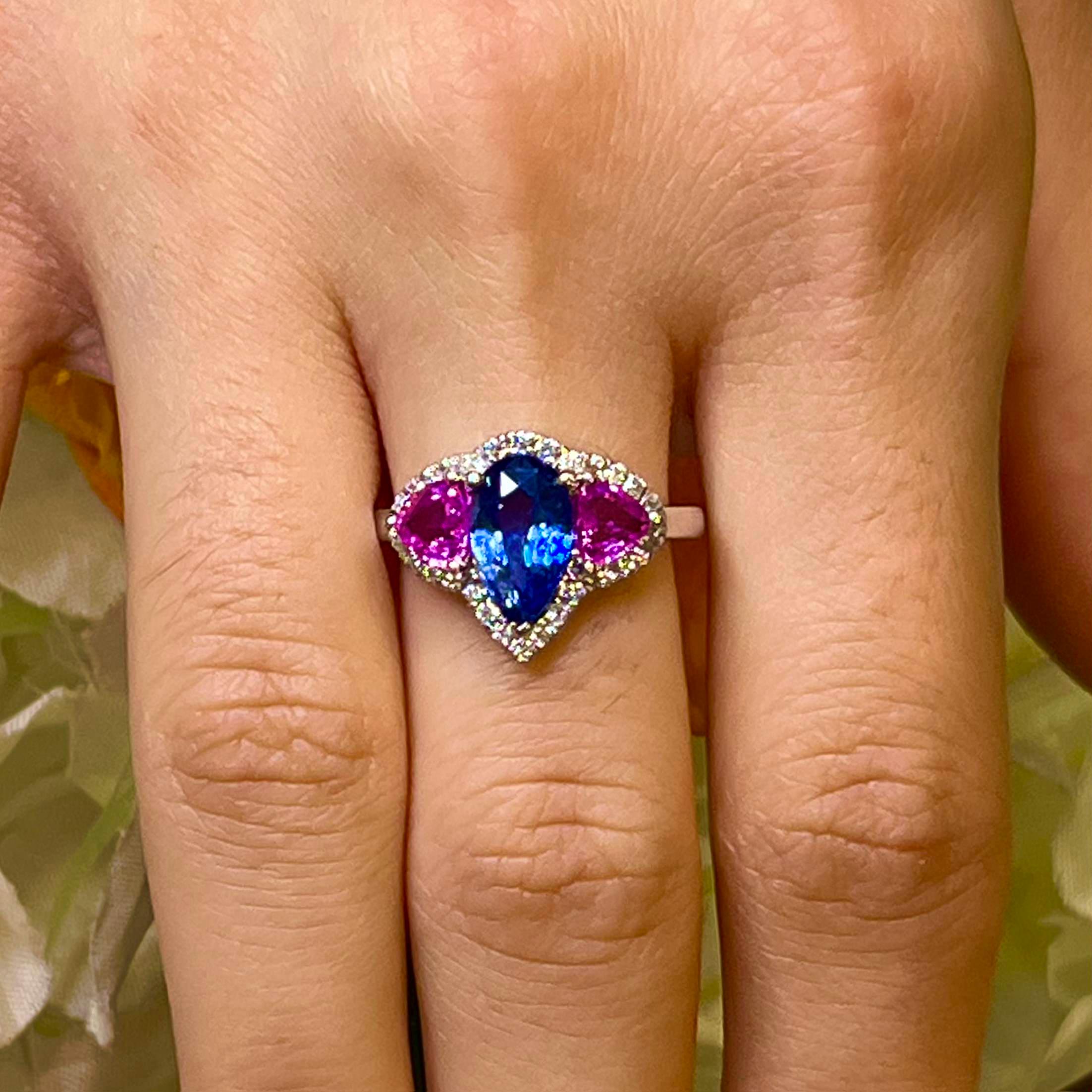 Oval Cut Natural Sapphire Diamond Ring 14k Gold 3.43 TCW Certified For Sale