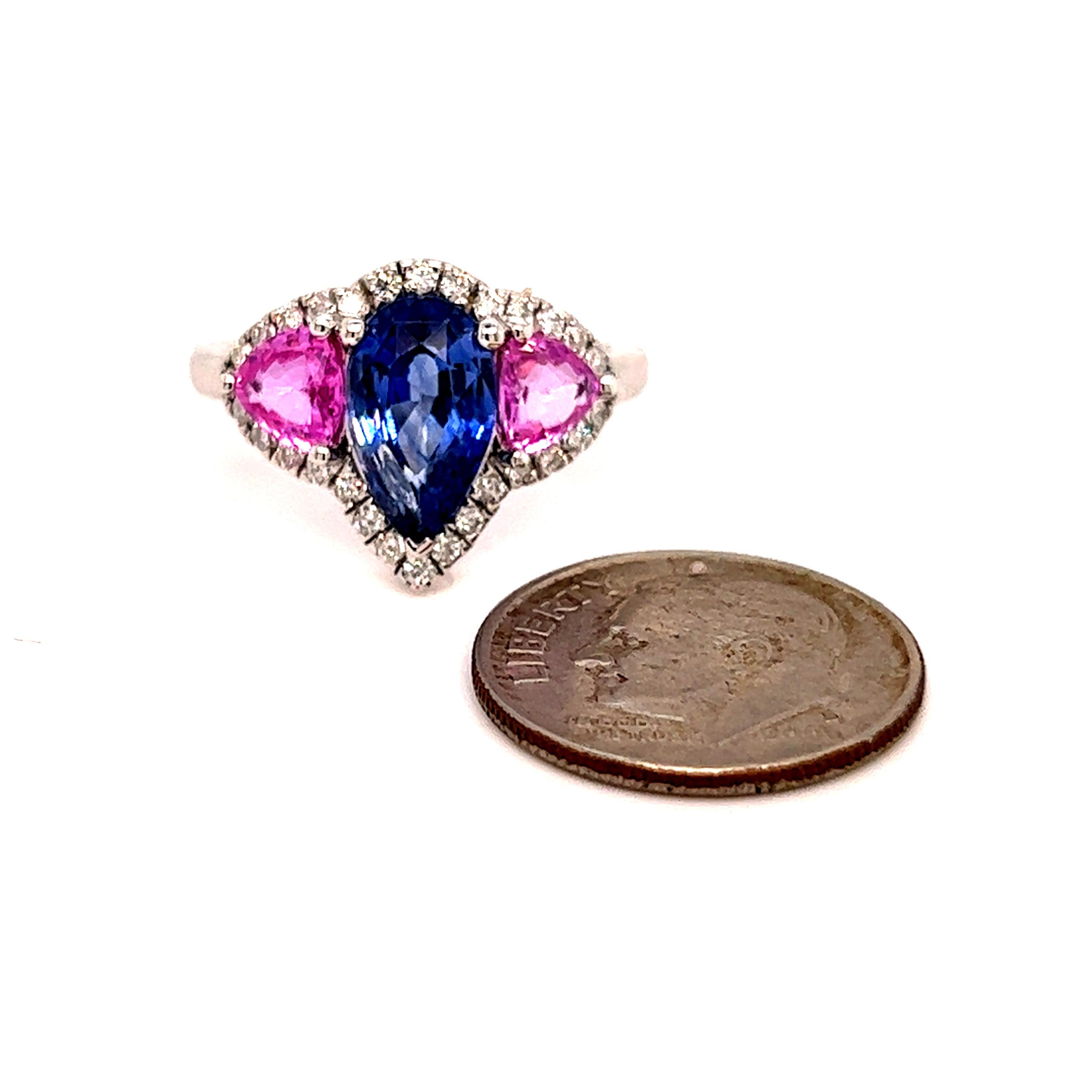 Natural Sapphire Diamond Ring 14k Gold 3.43 TCW Certified In New Condition For Sale In Brooklyn, NY
