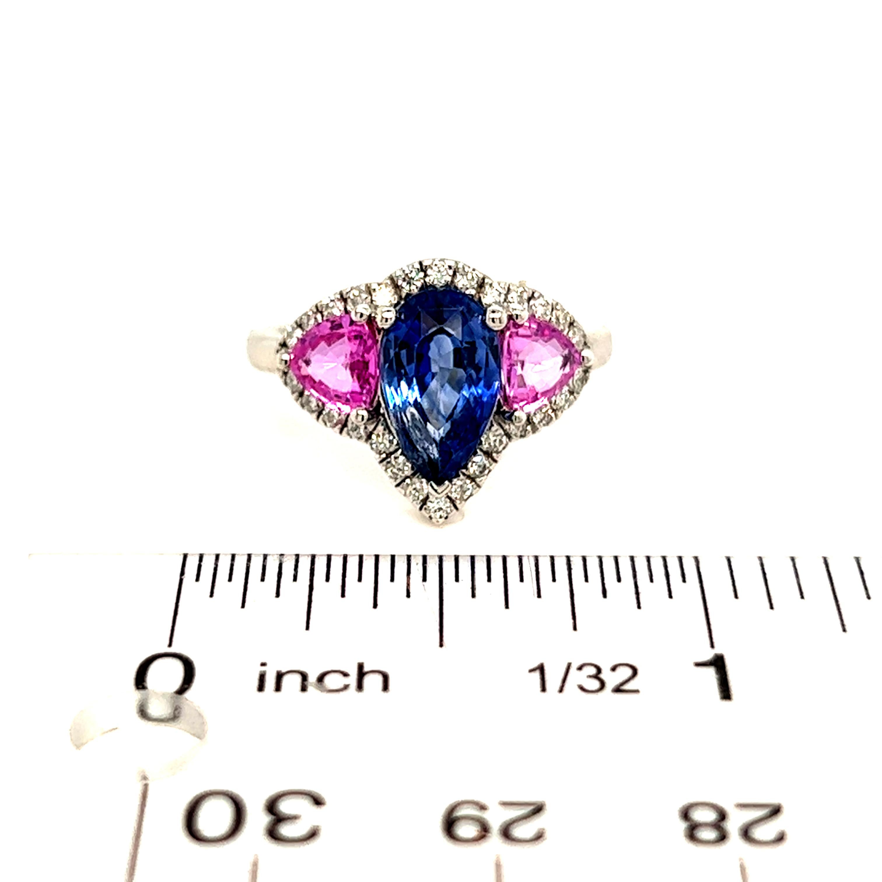 Women's Natural Sapphire Diamond Ring 14k Gold 3.43 TCW Certified For Sale
