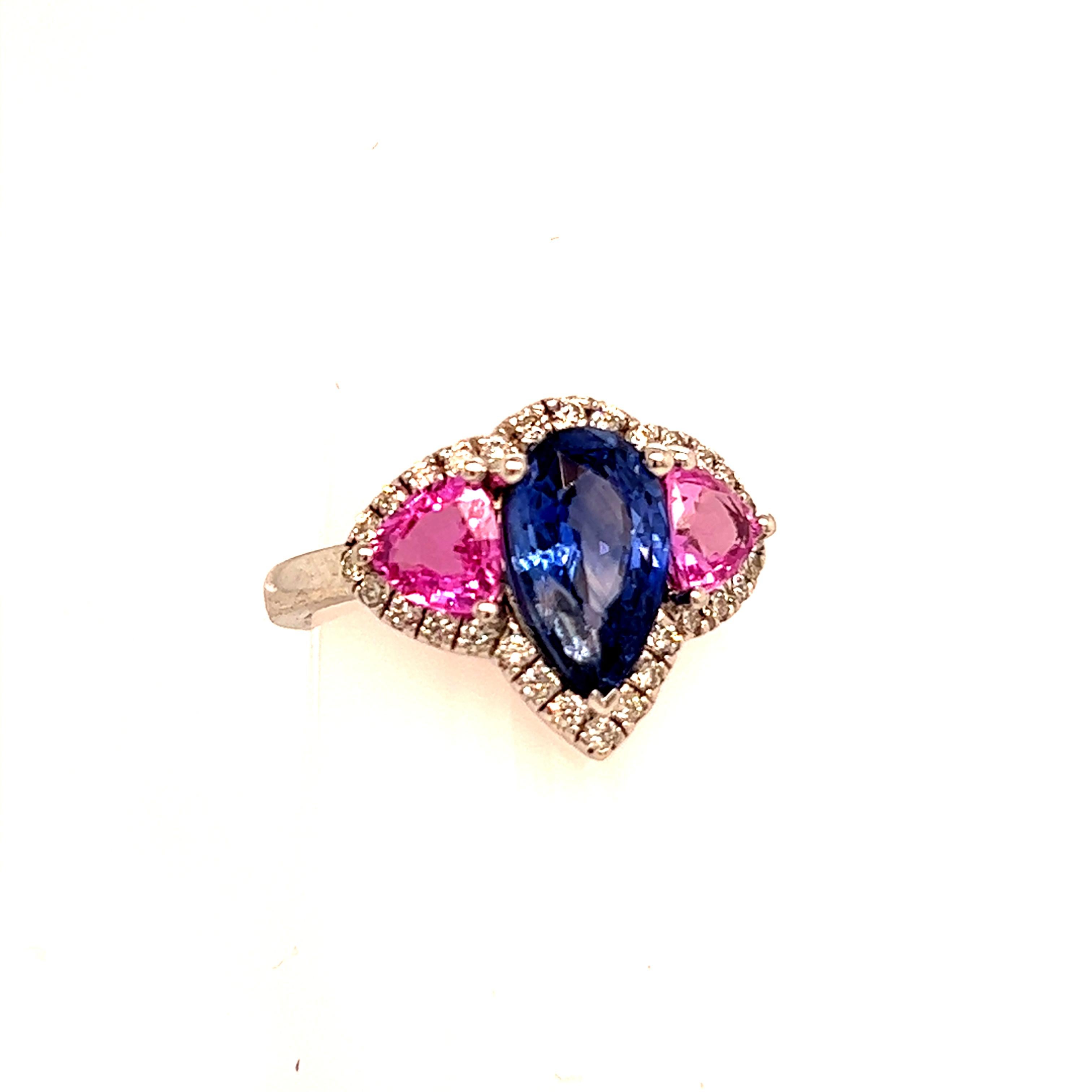 Natural Sapphire Diamond Ring 14k Gold 3.43 TCW Certified For Sale 4