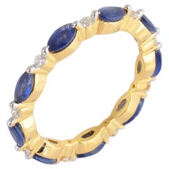 Anello con zaffiro naturale e diamante in oro 14K