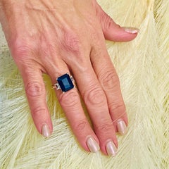 Natural Sapphire Diamond Ring 14k W Gold 12.36 TCW Certified