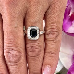 Natural Sapphire Diamond Ring 14k W Gold 1.82 TCW Certified