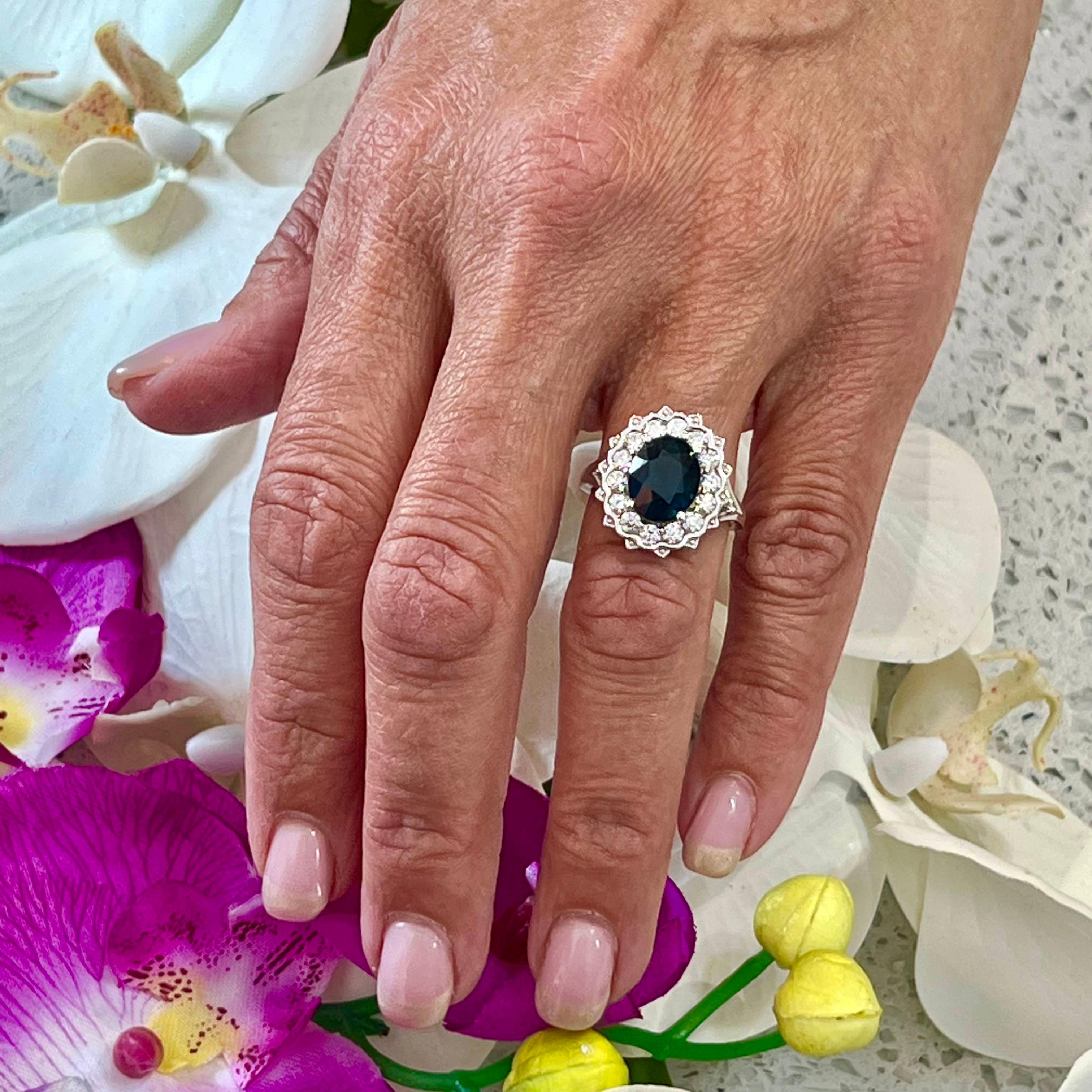 Natural Sapphire Diamond Ring Size 7 14k W Gold 5.81 TCW Certified $6,975 216685

This is a Unique Custom Made Glamorous Piece of Jewelry!

Nothing says, “I Love you” more than Diamonds and Pearls!

This Sapphire ring has been Certified, Inspected,