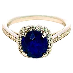 Ring mit natürlichem Saphir und Diamant 14k Weißgold 2,43 TCW zertifiziert