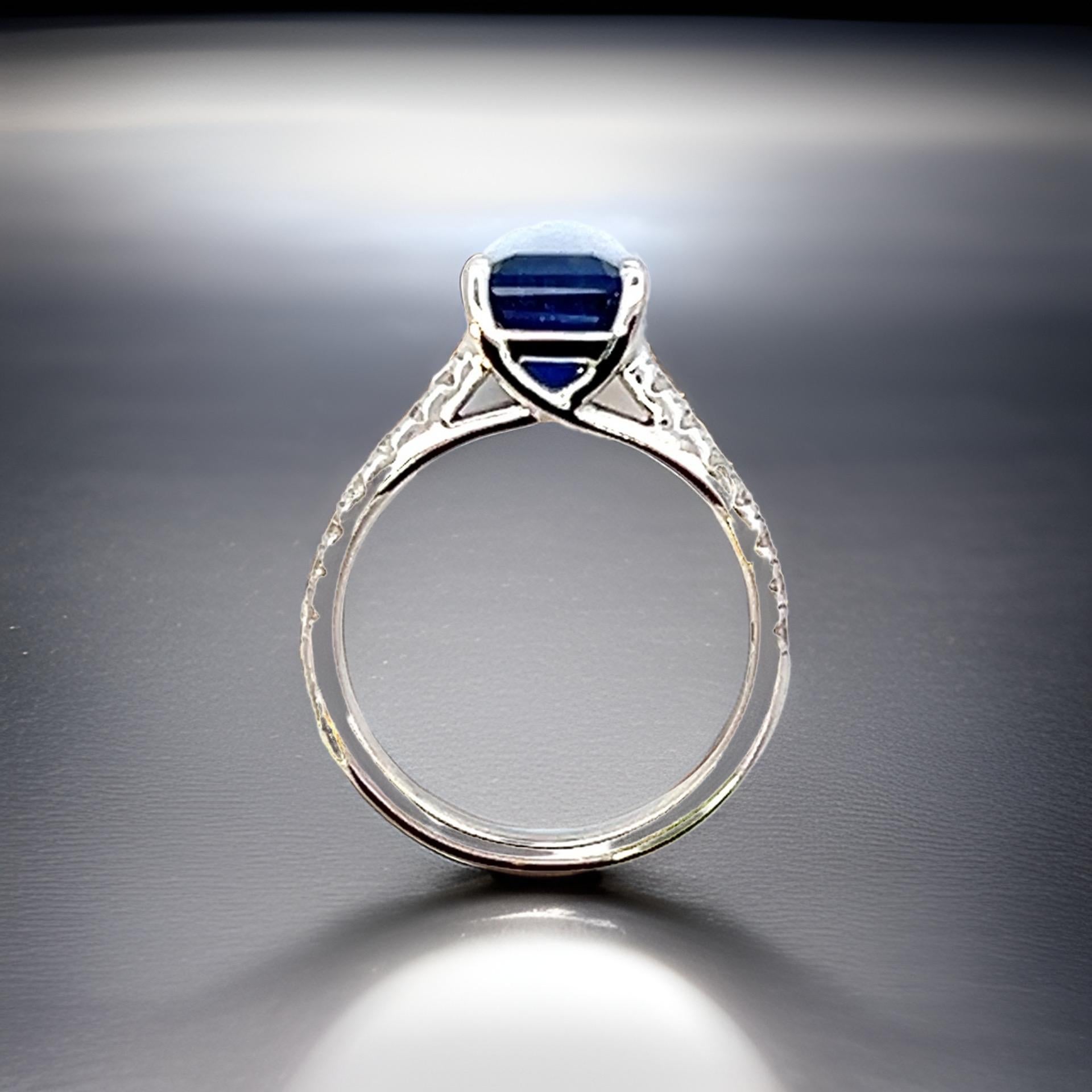 Natural Sapphire Diamond Ring 6.25 14k W Gold 3.18 TCW Certified For Sale 5
