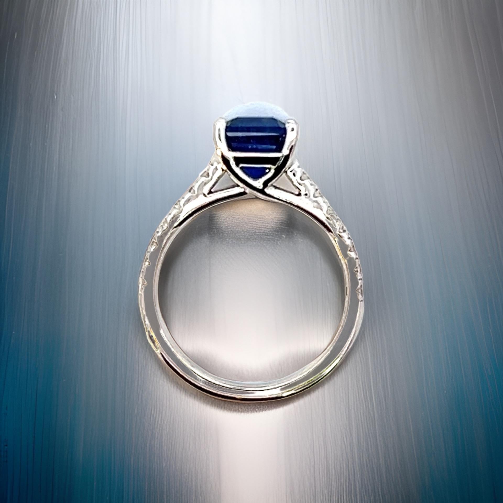 Natural Sapphire Diamond Ring 6.25 14k W Gold 3.18 TCW Certified For Sale 9