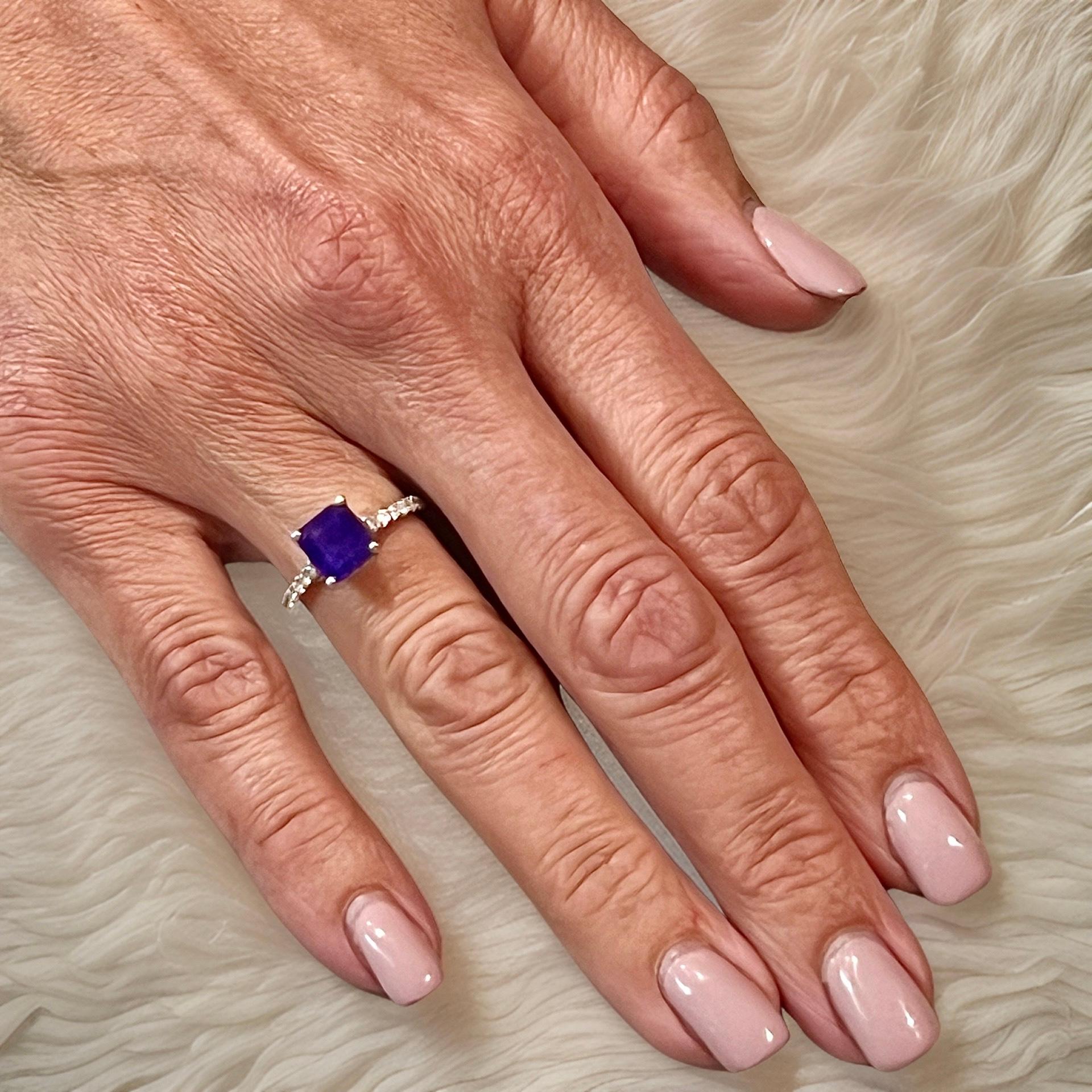 Natural Sapphire Diamond Ring 6.25 14k W Gold 3.18 TCW Certified For Sale 12